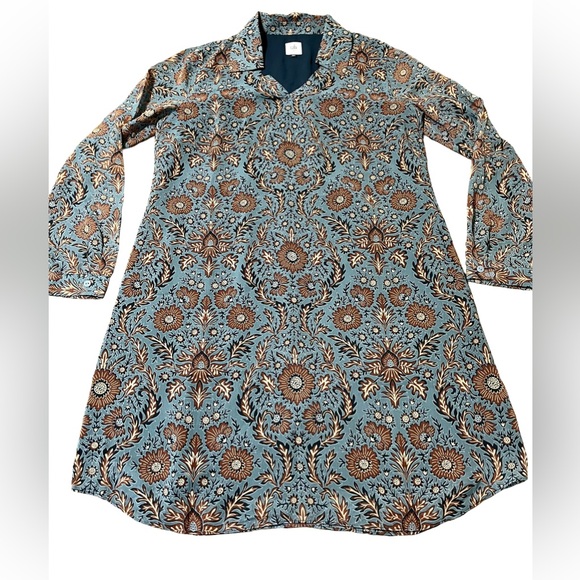 Cabi Provincial Tunic Dress 3295 Blue Floral Paisley Long Sleeve Boho Size M EUC - Picture 4 of 9